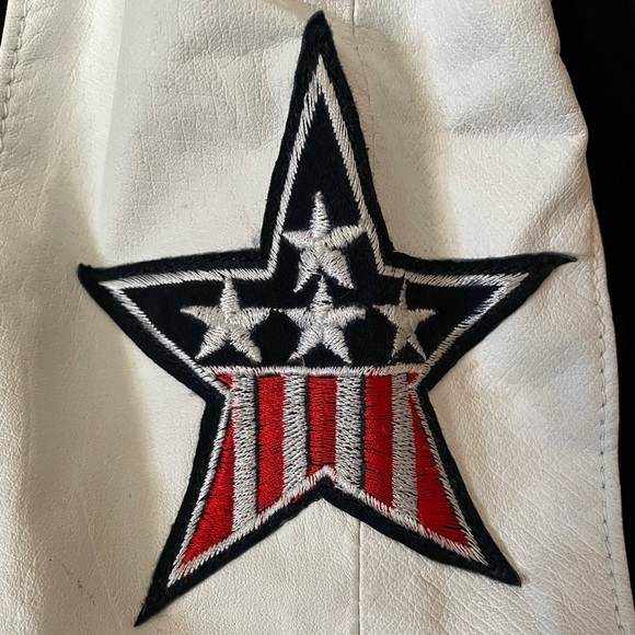 SPECTACULAR “PELLE CUIR” USA AMERICAN FLAG LEATHER & SUEDE VINTAGE JACKET SIZE S - Picture 3 of 16